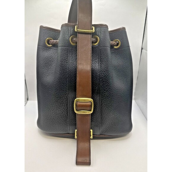 Vintage Dooney & Bourke Drawstring Bucket Bag Backpack purse Black Brown Leather - Picture 13 of 13